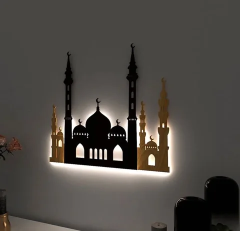Cami silüetli ışıklı duvar panosu